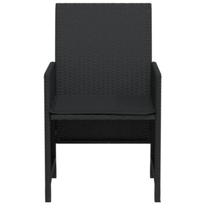 3-delige Bistroset met kussens poly rattan zwart - thumbnail