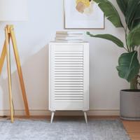 VidaXL Kastdeur met lamellen 69x39,4 cm massief grenenhout wit - thumbnail