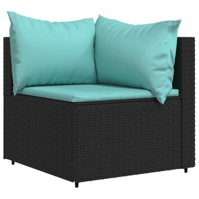 3-delige Loungeset met kussens poly rattan zwart 3-delige Loungeset met kussens poly rattan zwart