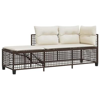 3-delige Loungeset met kussens poly rattan bruin 3-delige Loungeset met kussens poly rattan bruin