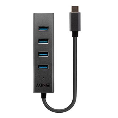 LINDY 43325 43325 USB-hub 4 poorten USB-A USB 3.2 Gen1 5 GBit/s Met USB-C stekker Grijs