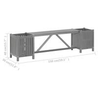 Tuinbank met 2 plantenbakken 150 cm massief acaciahout grijs - thumbnail