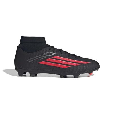 adidas F50 League Mid Gras / Kunstgras Voetbalschoenen (MG) Zwart Rood Donkergrijs
