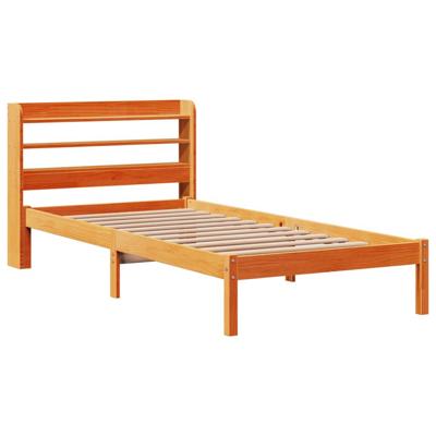Bedframe met hoofdbord massief grenenhout wasbruin 100x200 cm Bedframe met hoofdbord massief grenenhout wasbruin 100x200 cm