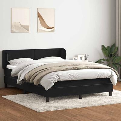 Boxspring met matras fluweel zwart 160x210 cm