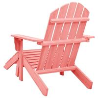 Tuinstoel Adirondack met voetenbank massief vurenhout roze - thumbnail