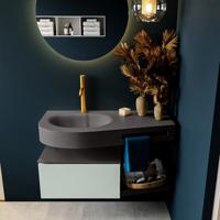 MONDIAZ RIVA 100cm badmeubel onderkast / planchet kleur Greey met 1 lade. Wastafel DULCET links 1 kraangat kleur Dark_Grey. - thumbnail