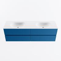 MONDIAZ VICA 160cm badmeubel onderkast Jeans 4 lades. Wastafel MOON dubbel zonder kraangat, kleur Talc. - thumbnail