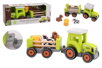 Jouéco Houten speelgoedtractor met accessoires - joueco - vanaf 18 maanden Jouéco Houten speelgoedtractor met accessoires - joueco - vanaf 18 maanden