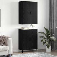 Hoge kast 2 pcs Zwart Eiken Bewerkt hout - thumbnail