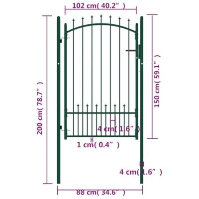 VidaXL Poort met speerpunten 100x150 cm staal groen