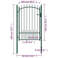 VidaXL Poort met speerpunten 100x150 cm staal groen - thumbnail