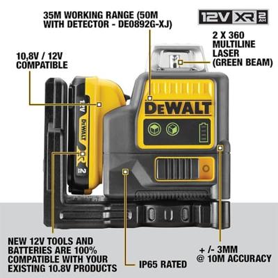 DeWalt DCE0811D1G veelzijdige zelfnivellerende kruislijnlaser 360 graden - DCE0811D1G-QW - thumbnail
