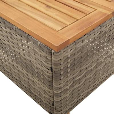 Tuintafel 45x45x37 cm poly rattan en acaciahout grijs