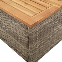 Tuintafel 45x45x37 cm poly rattan en acaciahout grijs - thumbnail