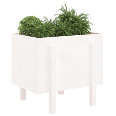 VidaXL Plantenbak 62x50x57 cm massief grenenhout wit