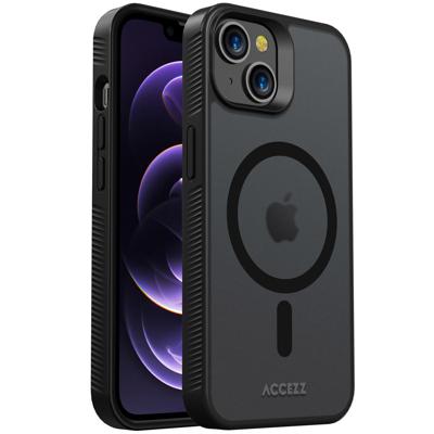 Accezz Rugged Frosted Backcover met MagSafe iPhone 14 Telefoonhoesje Zwart