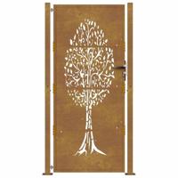 VidaXL Poort 105x205 cm cortenstaal boom ontwerp - thumbnail