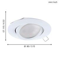 Eglo Inbouw spotTedo set van 3 wit - 31683 - thumbnail