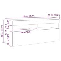 Tv-meubel met LED 90x35x40 cm bewerkt hout oud hout - thumbnail