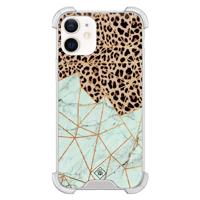 iPhone 12 mini shockproof hoesje - Luipaard marmer mint - thumbnail