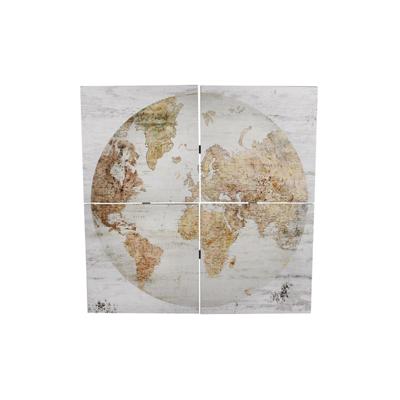 CosyDecor Wandkaart &apos;globe&apos; 4-delig 80x80 wit