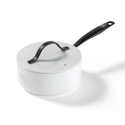 BE Living Steelpan met deksel ø 18 cm - keramische anti-aanbaklaag - PFAS-vrij - geschikt voor alle warmtebronnen - wit - thumbnail