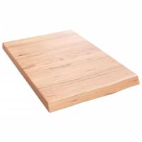 Wastafelblad 40x60x(2-4) cm behandeld massief hout lichtbruin - thumbnail