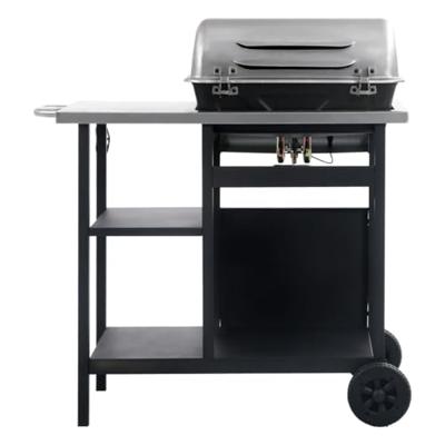 VidaXL Gasbarbecue met 3-laags zijtafel zwart en zilverkleurig