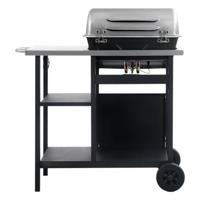 VidaXL Gasbarbecue met 3-laags zijtafel zwart en zilverkleurig - thumbnail