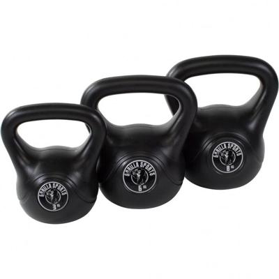 Voordeelset kettlebells 3, 6 en 8 kg kunststof Voordeelset kettlebells 3, 6 en 8 kg kunststof