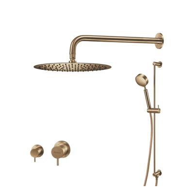 Regendoucheset Qisani Flow Inbouw 2-weg Zonder Plaat Geborsteld Goud Regendoucheset Qisani Flow Inbouw 2-weg Zonder Plaat Geborsteld Goud