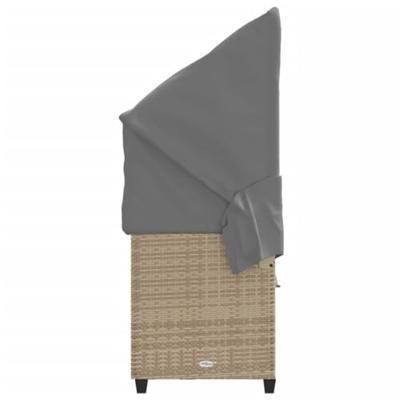 Ligbed met luifel en kussen poly rattanbeige