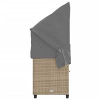 Ligbed met luifel en kussen poly rattanbeige - thumbnail