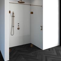 Sanituba Complete Profielloze Nisdeur 2-delig gekoppeld 160cm met 60cm deur koper - thumbnail