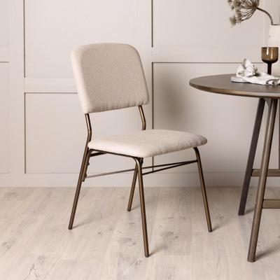 Nohr Eetkamerstoel 'Kristena' Bouclé, kleur Beige Nohr Eetkamerstoel 'Kristena' Bouclé, kleur Beige