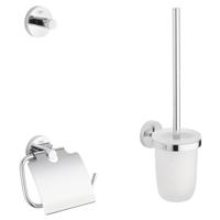 GROHE Essentials Toilet accessoireset 3-delig met toiletborstelhouder, handdoekhaak en toiletrolhouder met klep chroom 40407001 - thumbnail