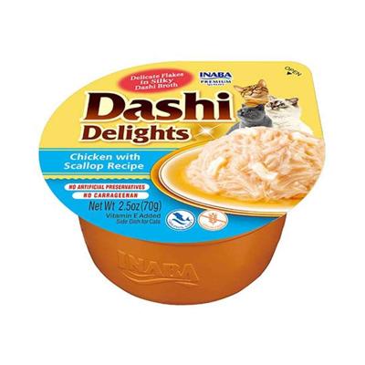 INABA Dashi Delights Chicken with scallop in broth - Kattensnoepje - 70g INABA Dashi Delights Chicken with scallop in broth - Kattensnoepje - 70g
