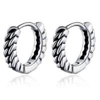 LGT JWLS RVS Oorringen zilverkleurig met gevlochten ketting-reliëf - thumbnail