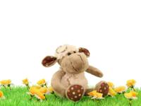 Pluche schaap tashanger soft curly 12cm - thumbnail