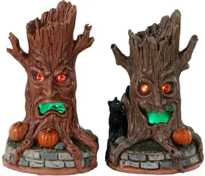 Lemax haunted tree trunks, set of 2 verlichte accessoire Spooky Town 2023