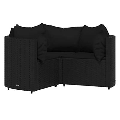 4-delige Loungeset met kussens poly rattan zwart 4-delige Loungeset met kussens poly rattan zwart