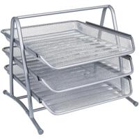 Q-CONNECT 3 brievenbakjes, mesh metaal, ft A4, zilver - thumbnail