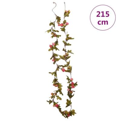 VidaXL Kerstslingers met bloemen 6 st 215 cm rozenroze