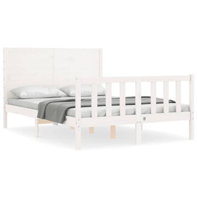 Bedframe zonder matras massief grenenhout wit 140x190 cm