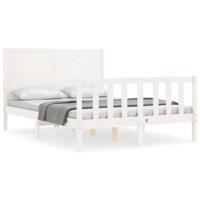Bedframe zonder matras massief grenenhout wit 140x190 cm - thumbnail