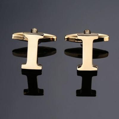 1 paar gouden letters A-Z naam Manchetknopen mannen Frans shirt Manchetknopen (I)