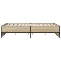 Bedframe bewerkt hout metaal sonoma eikenkleurig 90x190 cm - thumbnail