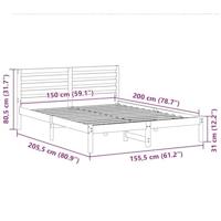 Bedframe met hoofdeinde Wit 150 x 200 cm Massief grenenhout - thumbnail
