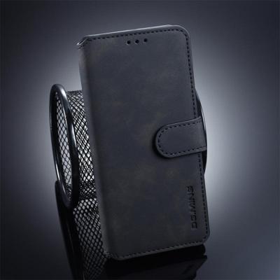 DG. MING Retro olie kant horizontale Flip Case voor Galaxy S10 Plus met houder & kaartsleuven & Wallet(Black)